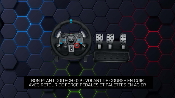 Bon plan Logitech G29 : Volant de Course en Cuir avec Retour de Force, Pédales et Palettes en Acier pour PS5, PS4, PC et Mac Bon plan Logitech G29 : Volant de Course en Cuir avec Retour de Force, Pédales et Palettes en Acier pour PS5, PS4, PC et Mac
