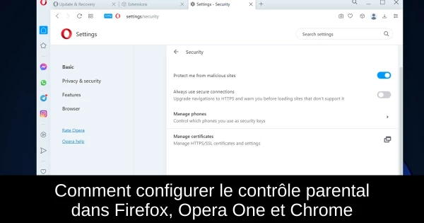 Comment configurer le contrôle parental dans Firefox, Opera One et Chrome