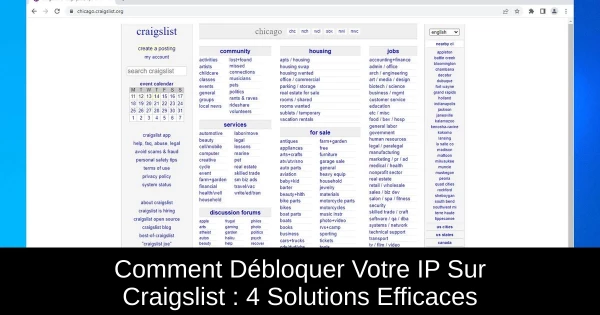 Comment Débloquer Votre IP Sur Craigslist : 4 Solutions Efficaces