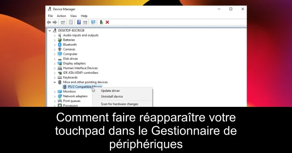 Comment faire réapparaître votre touchpad dans le Gestionnaire de périphériques
