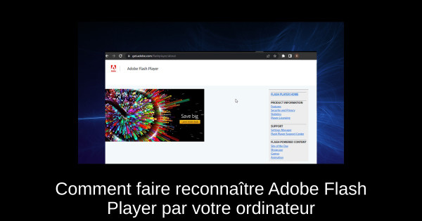 Comment faire reconnaître Adobe Flash Player par votre ordinateur