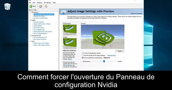 Comment forcer l'ouverture du Panneau de configuration Nvidia
