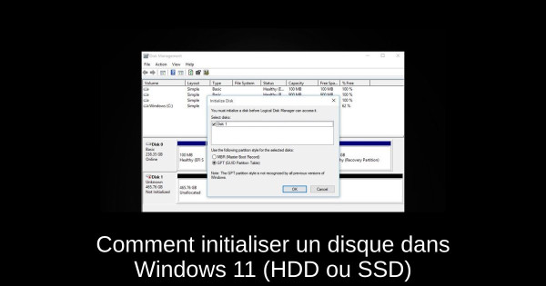 Comment initialiser un disque dans Windows 11 (HDD ou SSD)