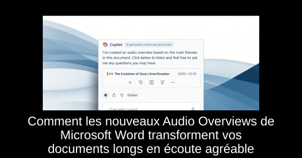 Comment les nouveaux Audio Overviews de Microsoft Word transforment vos documents longs en écoute agréable