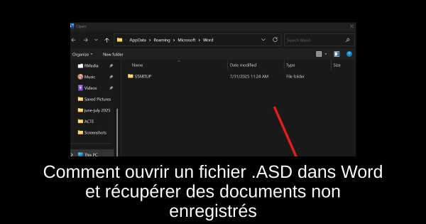 Comment ouvrir un fichier .ASD dans Word et récupérer des documents non enregistrés