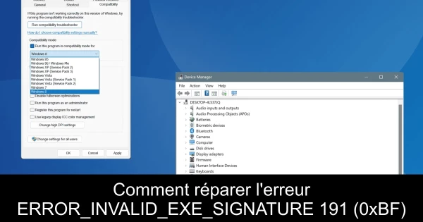 Comment réparer l'erreur ERROR_INVALID_EXE_SIGNATURE 191 (0xBF)