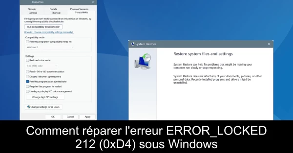 Comment réparer l'erreur ERROR_LOCKED 212 (0xD4) sous Windows