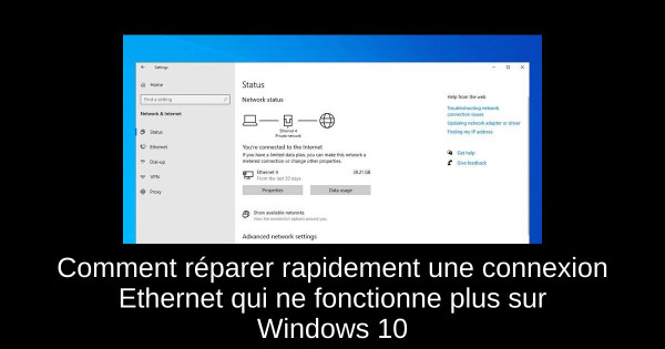 Comment réparer rapidement une connexion Ethernet qui ne fonctionne plus sur Windows 10
