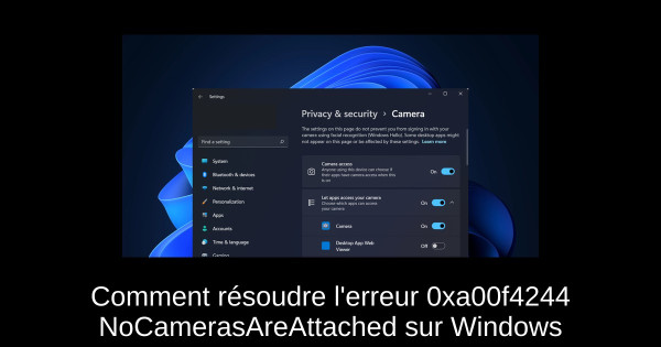Comment résoudre l'erreur 0xa00f4244 NoCamerasAreAttached sur Windows