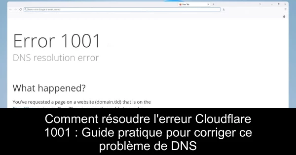 Comment résoudre l'erreur Cloudflare 1001 : Guide pratique pour corriger ce problème de DNS