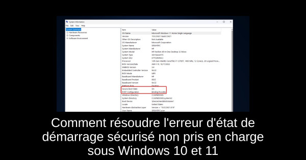 Comment résoudre l'erreur d'état de démarrage sécurisé non pris en charge sous Windows 10 et 11