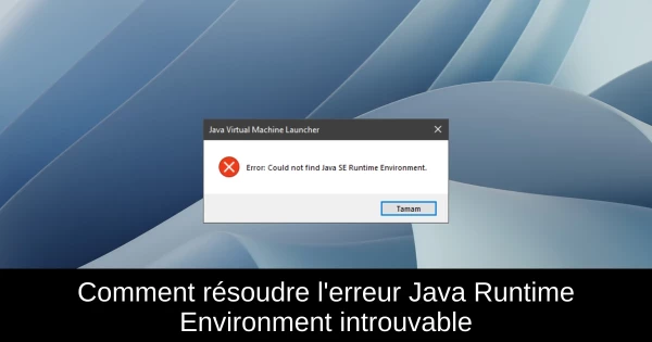 Comment résoudre l'erreur Java Runtime Environment introuvable