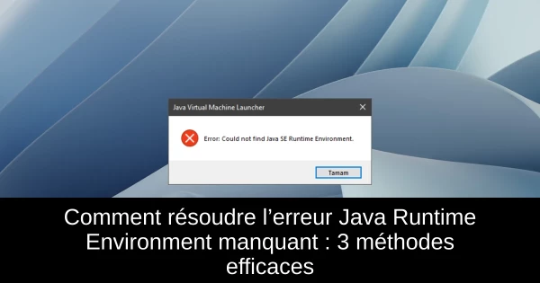 Comment résoudre l’erreur Java Runtime Environment manquant : 3 méthodes efficaces
