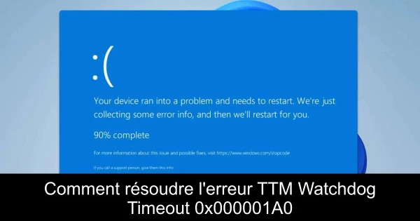 Comment résoudre l'erreur TTM Watchdog Timeout 0x000001A0