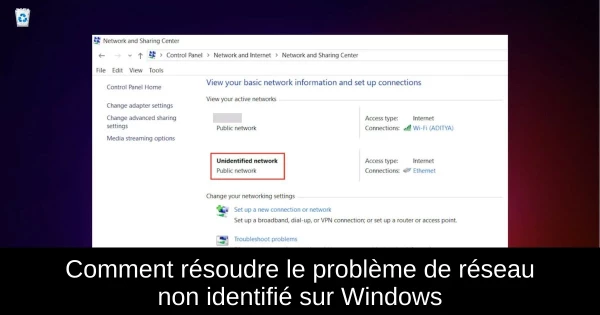 Comment résoudre le problème de réseau non identifié sur Windows