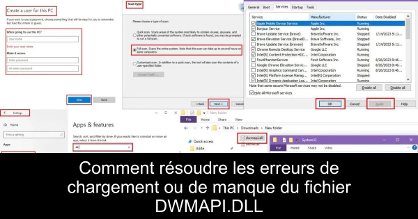Comment résoudre les erreurs de chargement ou de manque du fichier DWMAPI.DLL