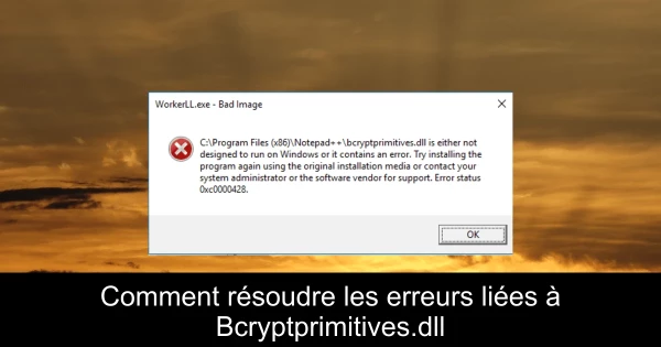 Comment résoudre les erreurs liées à Bcryptprimitives.dll