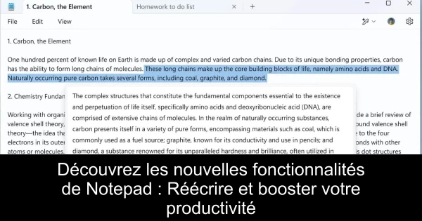 Découvrez les nouvelles fonctionnalités de Notepad : Réécrire et booster votre productivité