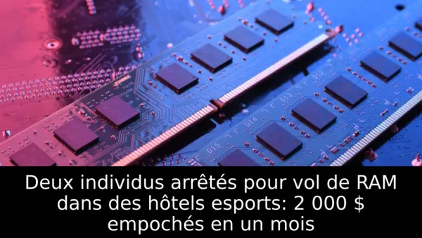 Deux individus arrêtés pour vol de RAM dans des hôtels esports: 2 000 $ empochés en un mois