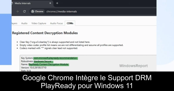 Google Chrome Intègre le Support DRM PlayReady pour Windows 11