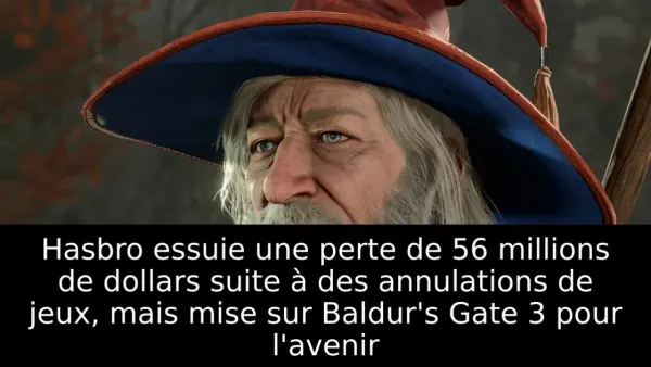 Hasbro essuie une perte de 56 millions de dollars suite à des annulations de jeux, mais mise sur Baldur's Gate 3 pour l'avenir