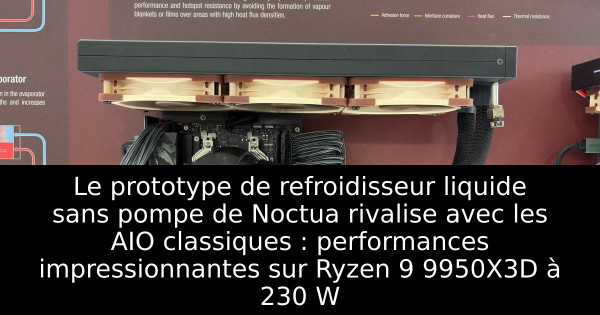 Le prototype de refroidisseur liquide sans pompe de Noctua rivalise avec les AIO classiques : performances impressionnantes sur Ryzen 9 9950X3D à 230 W