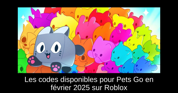 Les codes disponibles pour Pets Go en février 2025 sur Roblox