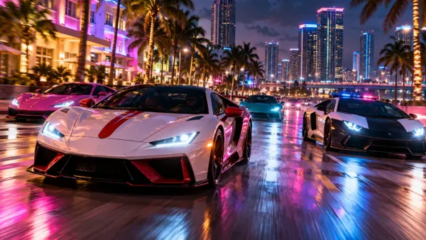 GTA 6 : des supercars de Vice City filmées à Miami, Rockstar derrière le convoi ?