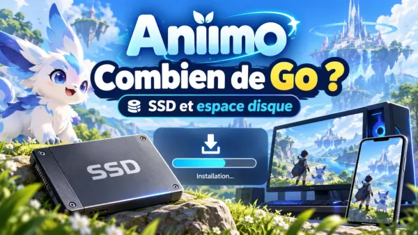 Aniimo : combien de Go, SSD recommandé et espace disque sur PC et mobile