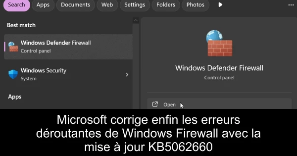 Microsoft corrige enfin les erreurs déroutantes de Windows Firewall avec la mise à jour KB5062660