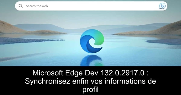 Microsoft Edge Dev 132.0.2917.0 : Synchronisez enfin vos informations de profil