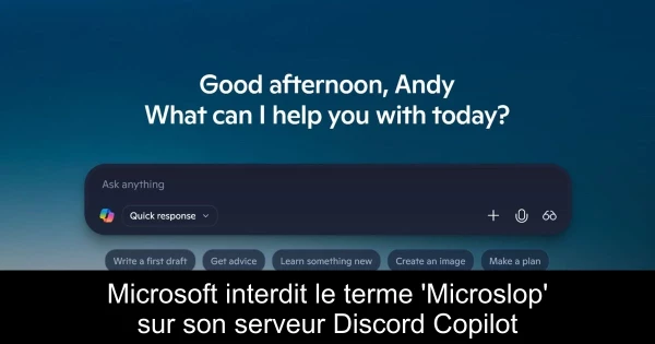 Microsoft interdit le terme 'Microslop' sur son serveur Discord Copilot