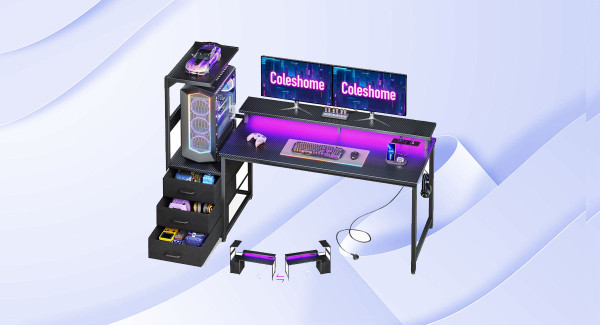 Mon avis sur le bureau gaming Coleshome : design LED, pratique et ultra stylé