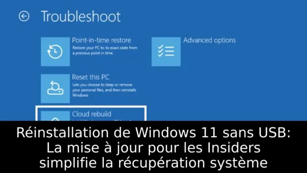 Réinstallation de Windows 11 sans USB: La mise à jour pour les Insiders simplifie la récupération système