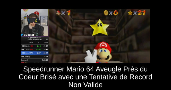 Speedrunner Mario 64 Aveugle Près du Coeur Brisé avec une Tentative de Record Non Valide