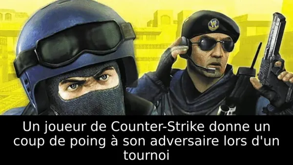 Un joueur de Counter-Strike donne un coup de poing à son adversaire lors d'un tournoi