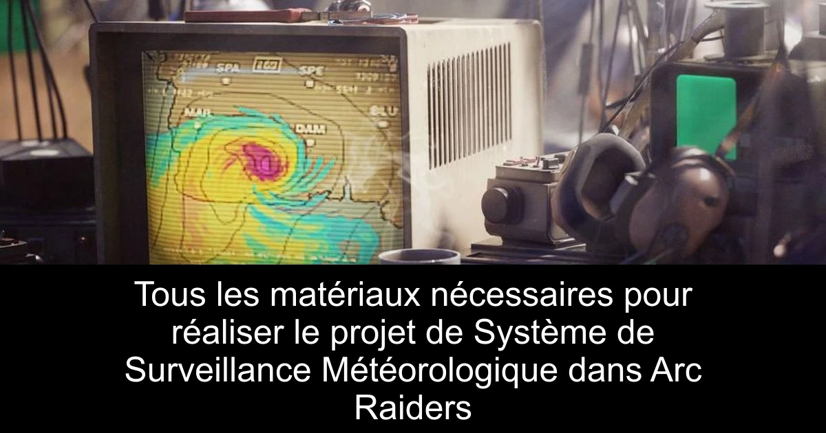 Tous les matériaux nécessaires pour réaliser le projet de Système de Surveillance Météorologique dans Arc Raiders