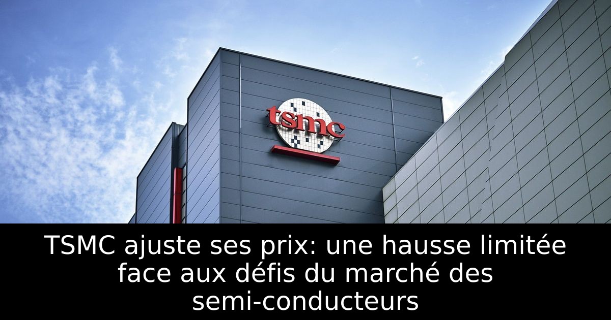 TSMC ajuste ses prix: une hausse limitée face aux défis du marché des semi-conducteurs