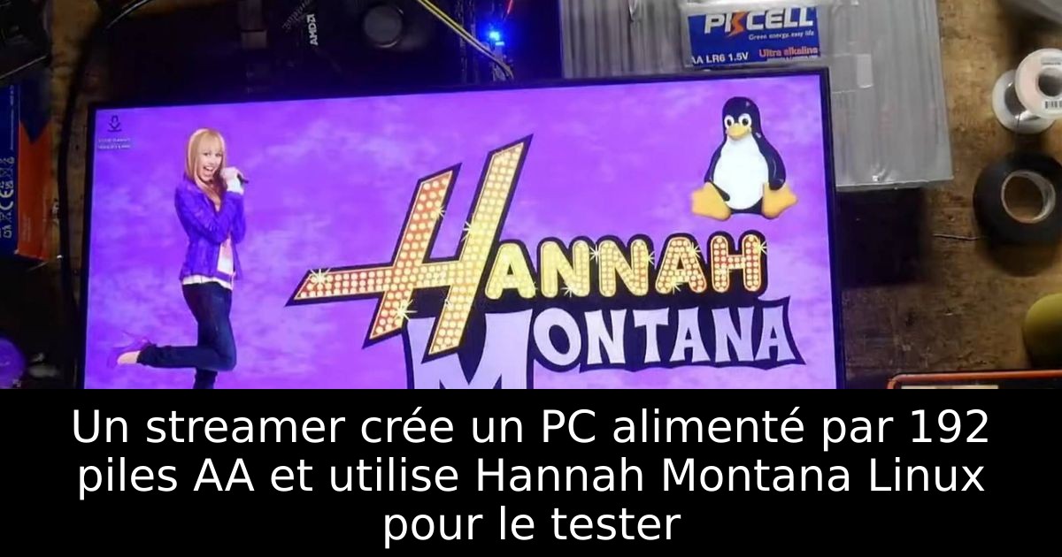 Un streamer crée un PC alimenté par 192 piles AA et utilise Hannah Montana Linux pour le tester