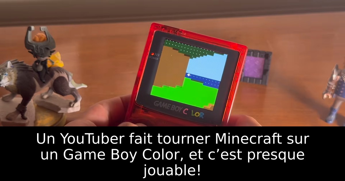 Un YouTuber fait tourner Minecraft sur un Game Boy Color, et c’est presque jouable!