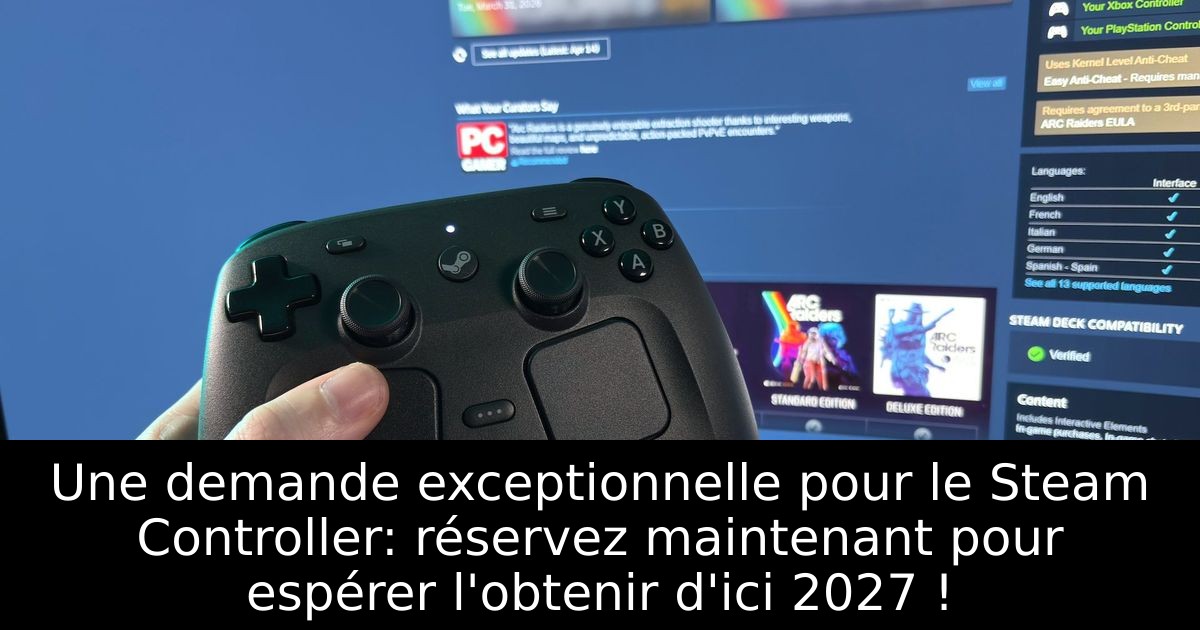 Une demande exceptionnelle pour le Steam Controller: réservez maintenant pour espérer l'obtenir d'ici 2027 !