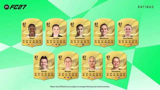 EA Sports FC 27 : meilleures joueuses notées 87