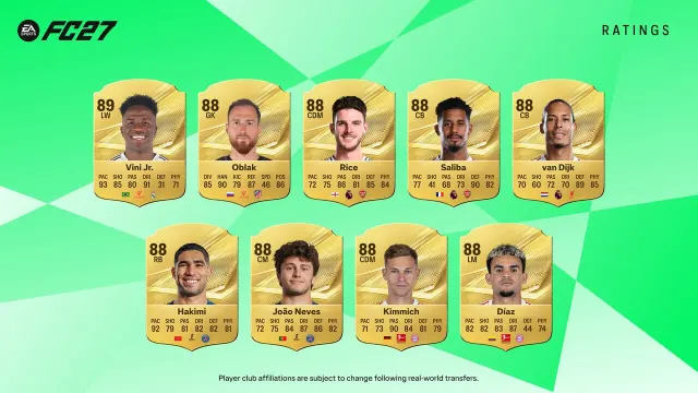 EA Sports FC 27 : notes masculines 89 et 88