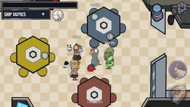 Goose Goose Duck – groupe de joueurs réuni dans la cafétéria