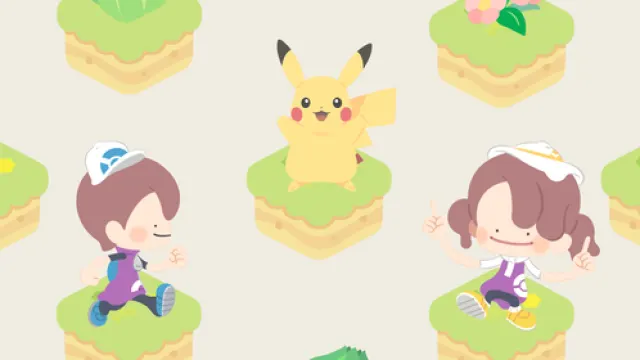 Pokémon Pokopia – wallpaper officiel Pikachu, Bulbizarre, Carapuce et Salamèche