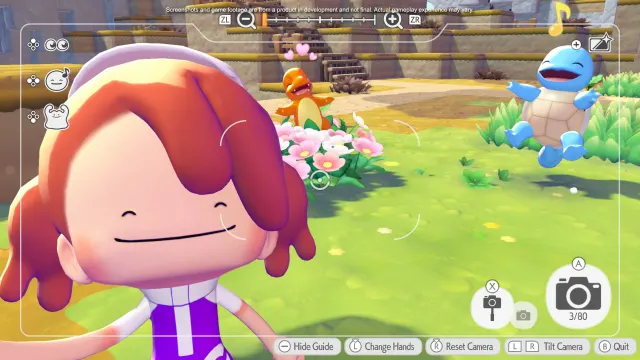 Pokémon Pokopia – mode photo avec les Pokémon de départ