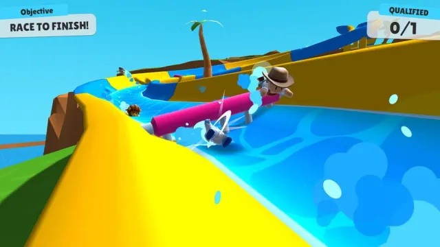 Stumble Guys – course sur un toboggan aquatique