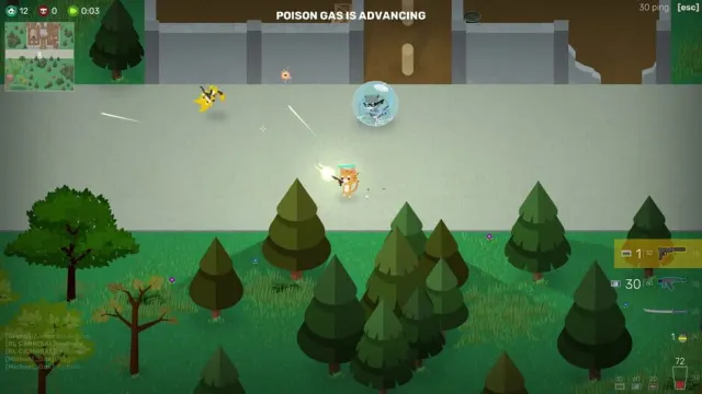 Super Animal Royale – affrontement battle royale en vue du dessus