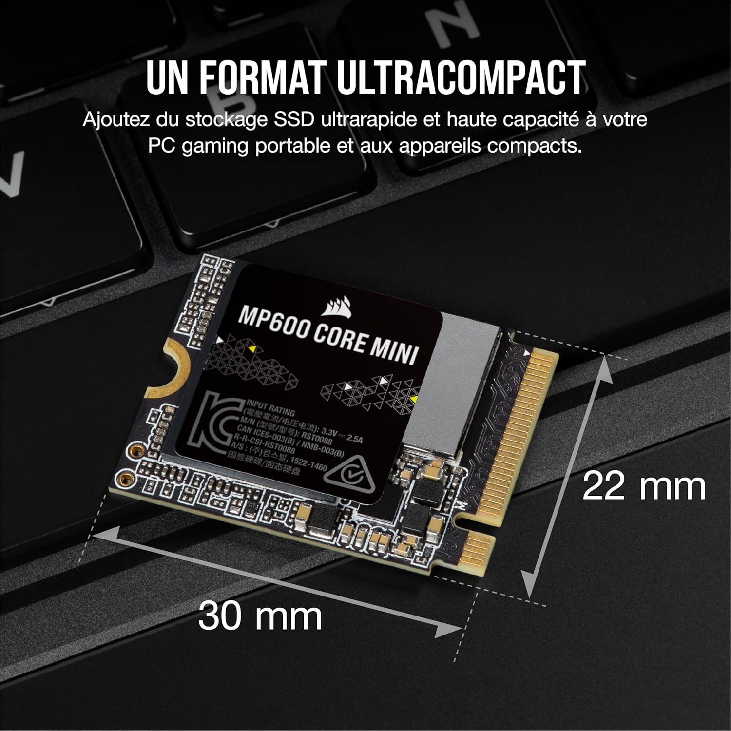 Corsair MP600 Core Mini 2To M.2 NVMe PCIe x4 Gen4 2 SSD - M.2 2230 - Jusqu'à 5.000 Mo/s en Lecture