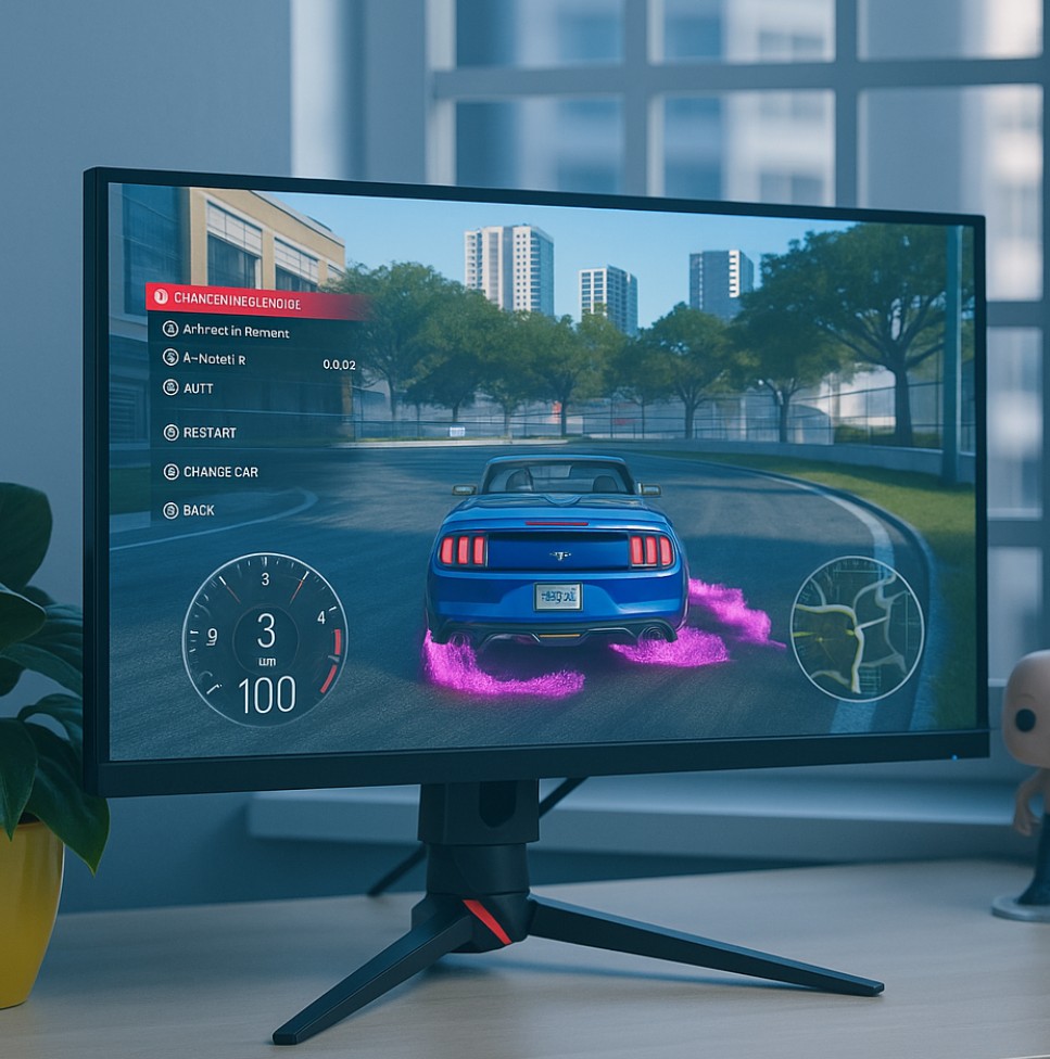 écran gamer OLED ASUS ROG Swift OLED PG27AQDM 240HZ OLED photo 2 sur un bureau